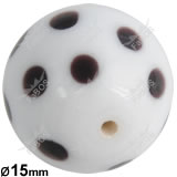 Korálek vinutý bílo-černá kulička puntíky