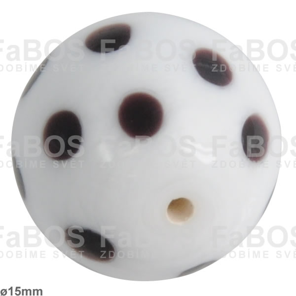 Korálek vinutý bílo-černá kulička puntíky