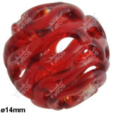 Korálek vinutý červená kulička malá dutá