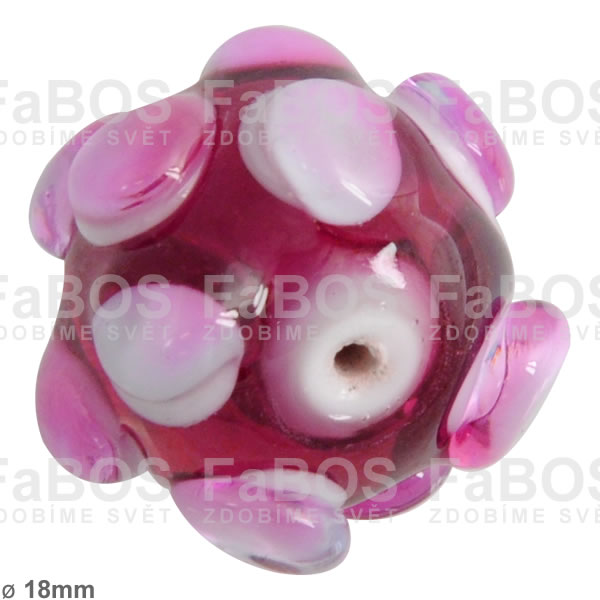 Korálek vinutý růžová kulička malá puntiky