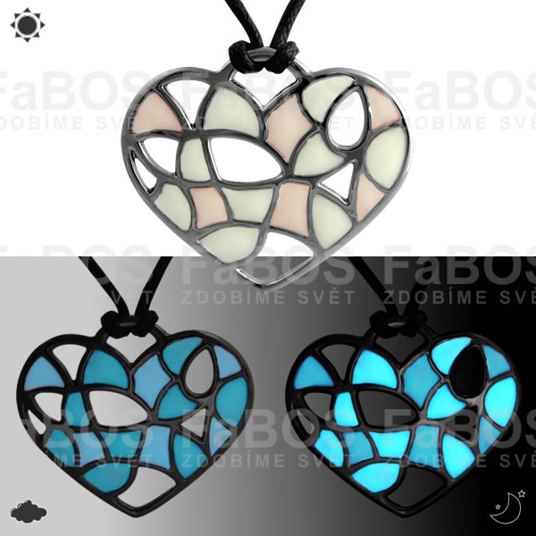 Náhrdelník Lumines Jewel Srdce vitráž 2 barvy rut Náhrdelník Lumines Jewel Srdce vitráž 2 barvy rut