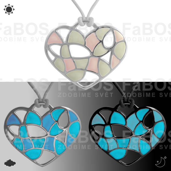 Náhrdelník Lumines Jewel Srdce vitráž 2 barvy stř Náhrdelník Lumines Jewel Srdce vitráž 2 barvy stř