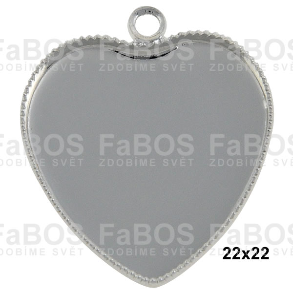 Lůžka na pryskyřici Lůžko pryskyřice srdce očko 22x22mm - FaBOS