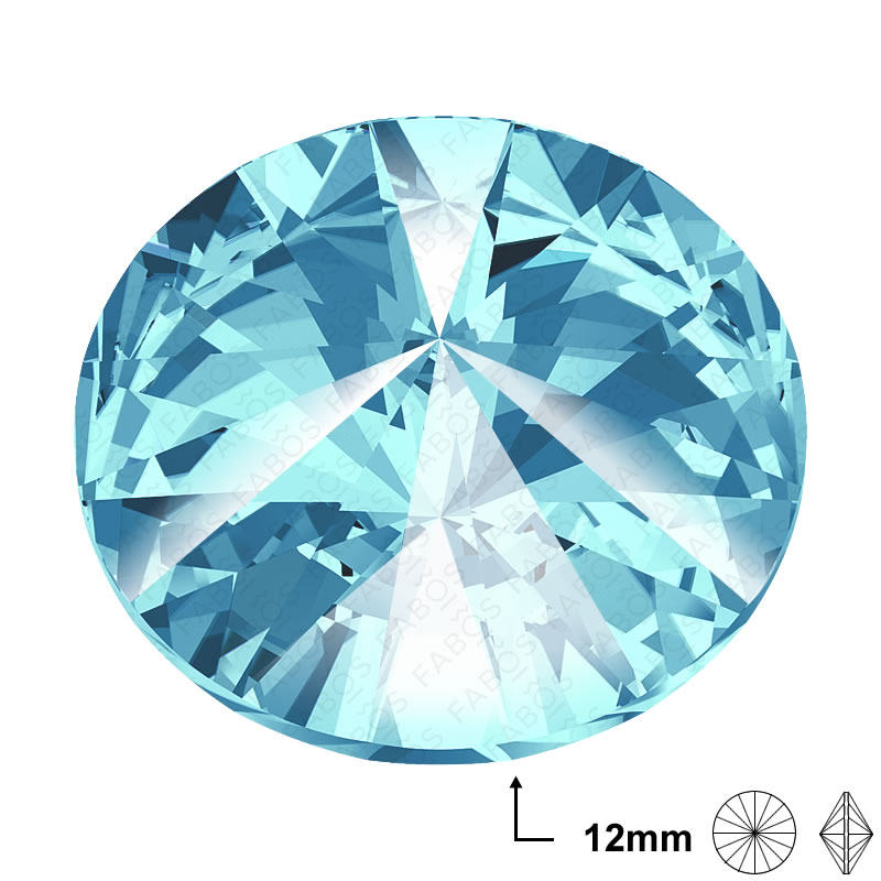 Kamínek Rivoli Aquamarine 12mm