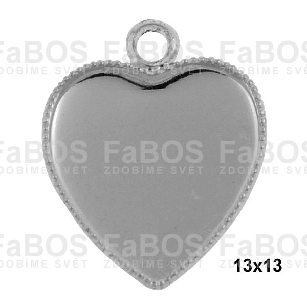 Lůžka na pryskyřici Lůžko pryskyřice srdce očko 13x13mm - FaBOS