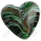 Korálek vinutý skleněný sv. zelené srdce mramor