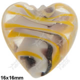 Korálek vinutý černo- žluté srdce malé