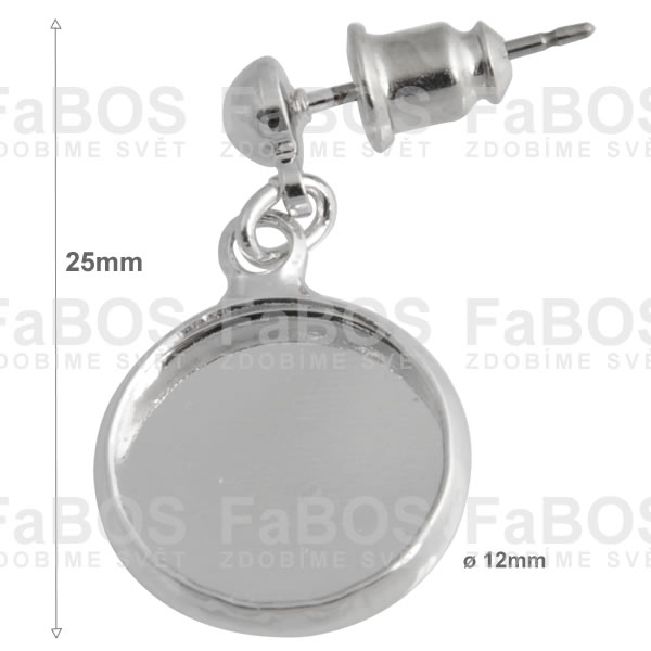 Lůžko epoxy čočka kulaté náušnice půlkulička12mm postříbřeno
