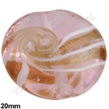 Korálek vinutý skleněný růžová čočka spirála