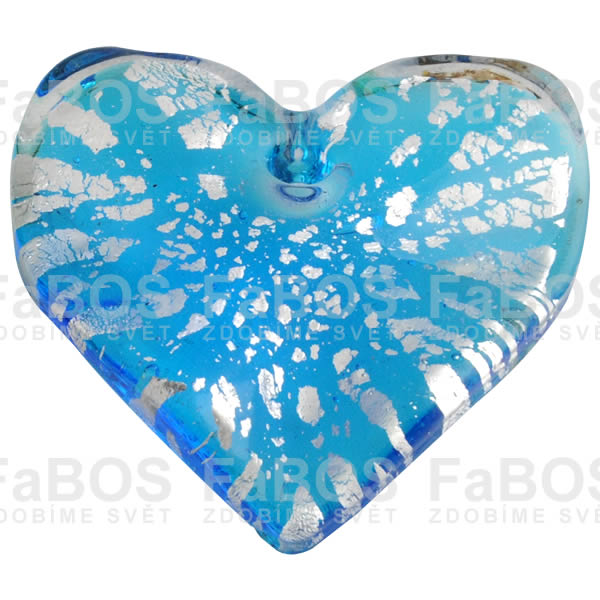 Mačkané korálky Korálek mačkaný světle modré srdce - FaBOS