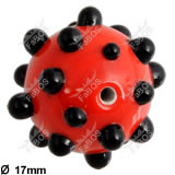 Korálek vinutý červená černá kulička puntíky