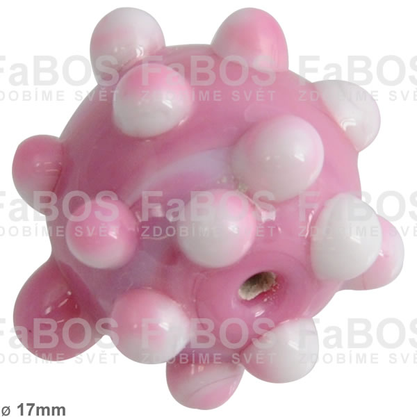 Korálek vinutý růžovo-bílá kulička