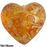Korálek vinutý oranžovo-zlaté srdce