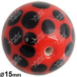 Korálek vinutý červeno-černá kulička puntíky