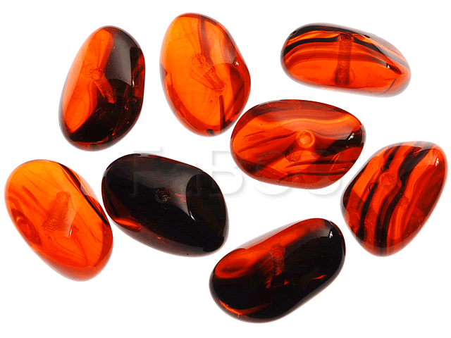 Korálek mačkaný 18x10mm oranžová