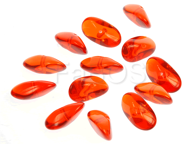 Korálek mačkaný 13x06mm červená