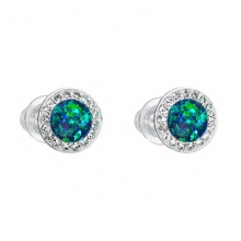 Earrings stud green opal FABOS