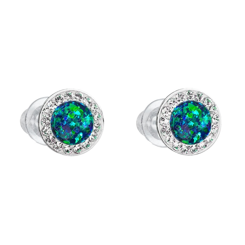 Earrings stud opal green FABOS