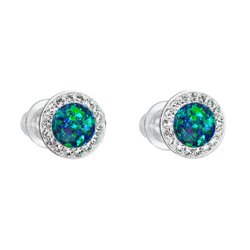 Boucles d'oreilles clous opale vert FABOS