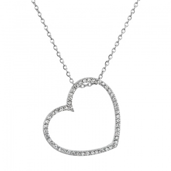 Collier coeur contour cristal FABOS