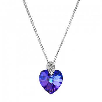 Náhrdelník srdce zdobené Afrodita modro fialové FABOS