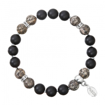 Bracelet minéral agate noir FABOS