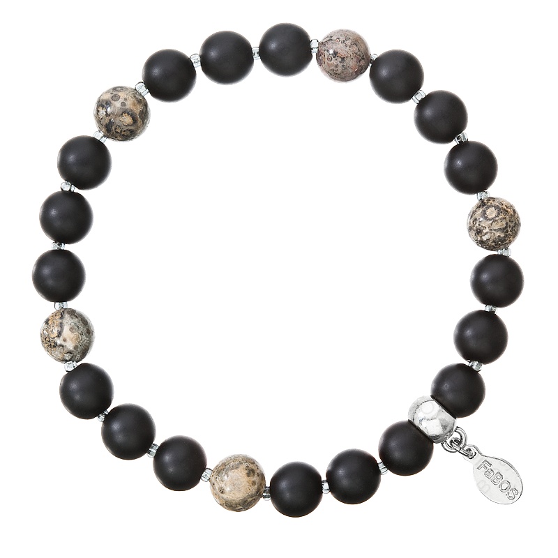 Bracelet minéral homme agate noir FABOS