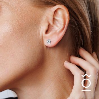 Argent boucles d’oreilles clou rond rivoli 6 mm blanc Ag925