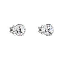 Strieborné náušnice puzeta okrúhle rivoli 6 mm biele Ag925