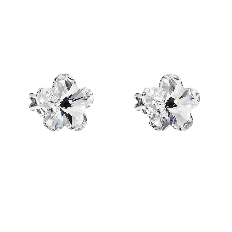 Clous d'oreilles fleur 10mm cristal argent ag925 FABOS