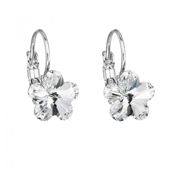 Earrings leverback flower 10mm crystal silver ag925 FABOS