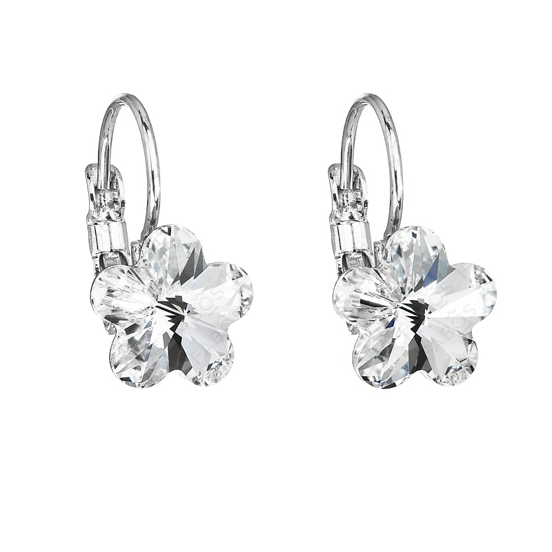 Boucles d'oreilles dormeuse fleur 10mm cristal argent ag925 FABOS