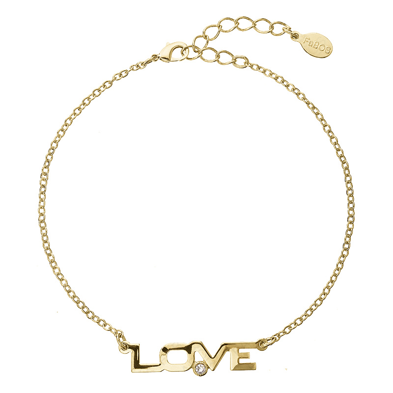 Anklet Love Crystal golden FABOS