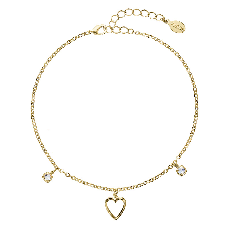 Anklet with Heart Crystal golden FABOS