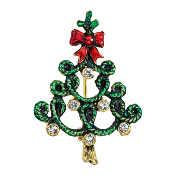 Brošňa vianočný stromček s mašľou