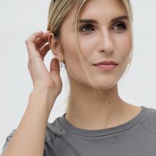 Ohrringe Haken quadratisch rund 8mm weisser Kristall vergoldet Ohrringe Haken quadratisch rund 8mm weisser Kristall vergoldet