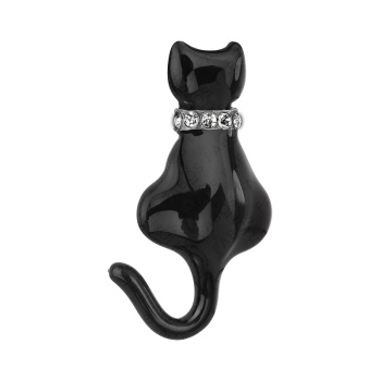 Brooch black cat back view Brooch black cat back view