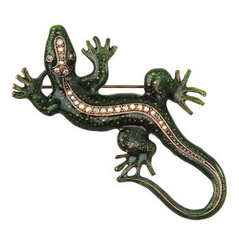 Broche lézard vert