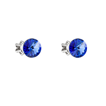 Silver earrings stud round rivoli 6 mm sapphire Ag925 Silver earrings stud round rivoli 6 mm sapphire Ag925