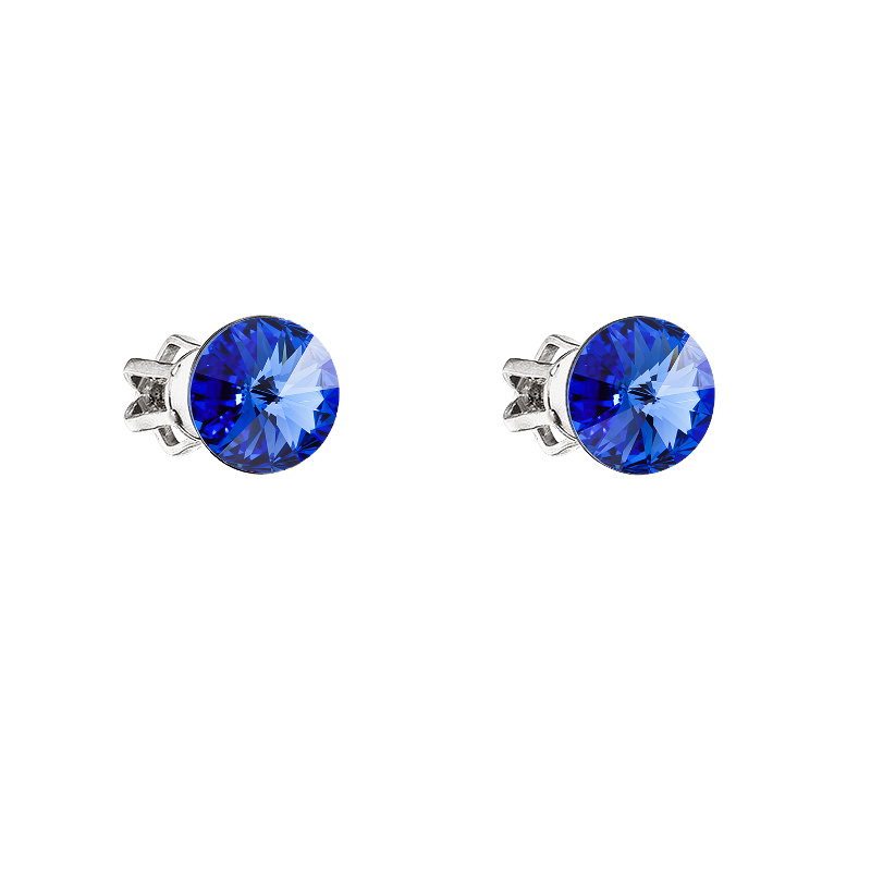 Silver earrings stud round rivoli 6 mm sapphire Ag925 Silver earrings stud round rivoli 6 mm sapphire Ag925