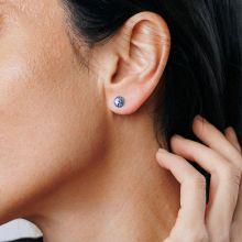 Stříbrné náušnice puzeta kulaté rivoli 6mm vitrail light Ag925