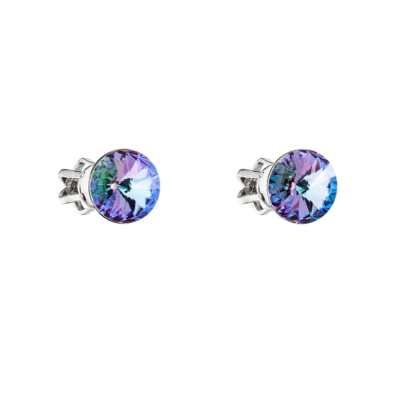 Silver earrings stud round rivoli 6 mm vitrail light Ag925 Silver earrings stud round rivoli 6 mm vitrail light Ag925