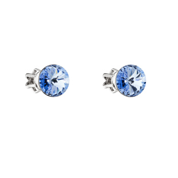 Strieborné náušnice puzeta okrúhle rivoli 6 mm light sapphire Ag925