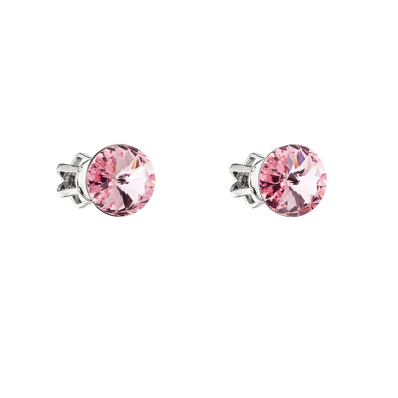 Strieborné náušnice puzeta okrúhle rivoli 6 mm light rose Ag925 Strieborné náušnice puzeta okrúhle rivoli 6 mm light rose Ag925