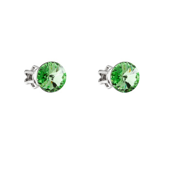 Strieborné náušnice puzeta okrúhle rivoli 6 mm peridot Ag925