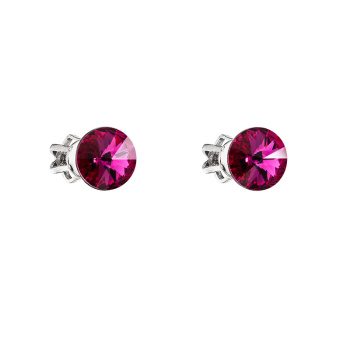 Argent boucles d’oreilles clou rond rivoli 6 mm fuchsia Ag925 Argent boucles d’oreilles clou rond rivoli 6 mm fuchsia Ag925