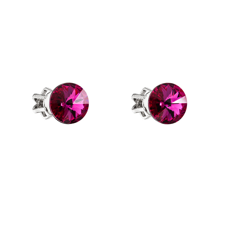 Stříbrné náušnice puzeta kulaté rivoli 6mm fuchsia Ag925 Stříbrné náušnice puzeta kulaté rivoli 6mm fuchsia Ag925
