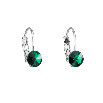 Silberne Ohrringe Haken rund Rivoli 6mm emerald Ag925