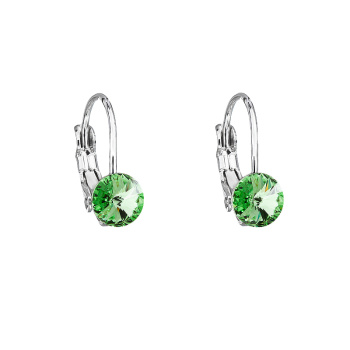 Silver earrings leverback round rivoli 6mm peridot ag925