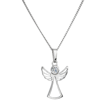 Stříbrný náhrdelník anděl pro radost crystal Ag925